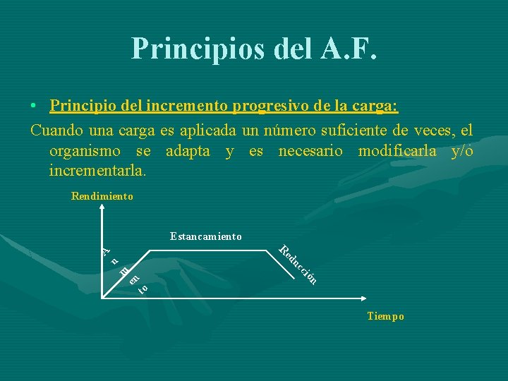 Principios del A. F. • Principio del incremento progresivo de la carga: Cuando una
