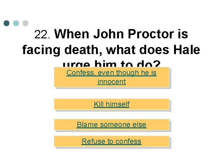 22. When John Proctor is facing death, what does Hale urge him to do?