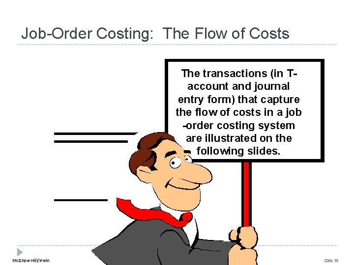 Job-Order Costing: The Flow of Costs The transactions (in Taccount and journal entry form)