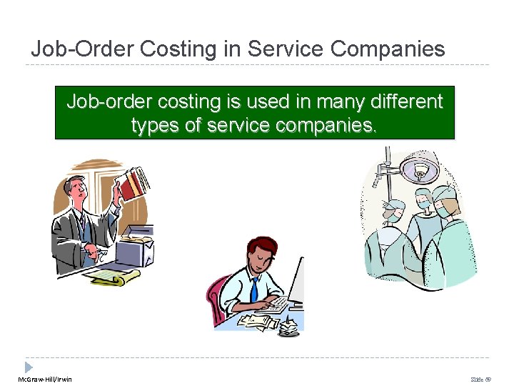 Job-Order Costing in Service Companies Job-order costing is used in many different types of
