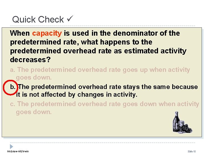 Quick Check When capacity is used in the denominator of the predetermined rate, what