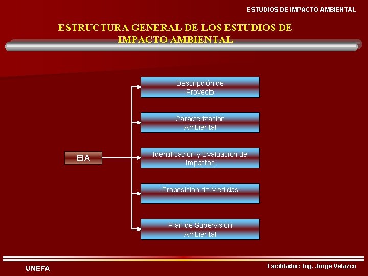 ESTUDIOS DE IMPACTO AMBIENTAL ESTRUCTURA GENERAL DE LOS ESTUDIOS DE IMPACTO AMBIENTAL Descripción de