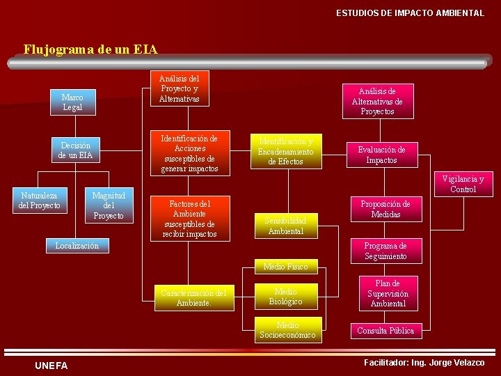 ESTUDIOS DE IMPACTO AMBIENTAL Flujograma de un EIA Análisis del Proyecto y Alternativas Marco