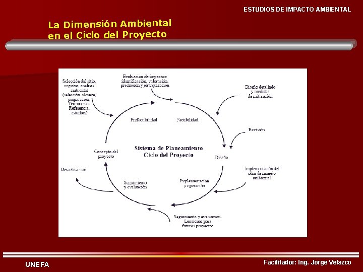 ESTUDIOS DE IMPACTO AMBIENTAL La Dimensión Ambiental en el Ciclo del Proyecto UNEFA Facilitador: