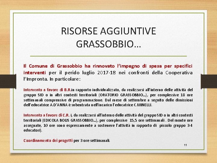 RISORSE AGGIUNTIVE GRASSOBBIO… Il Comune di Grassobbio ha rinnovato l’impegno di spesa per specifici