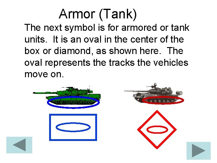 Armor (Tank) The next symbol is for armored or tank units. It is an