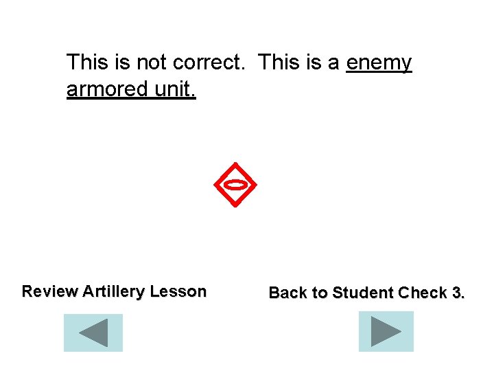 This is not correct. This is a enemy armored unit. Review Artillery Lesson Back