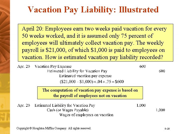 Vacation Pay Liability: Illustrated April 20: Employees earn two weeks paid vacation for every