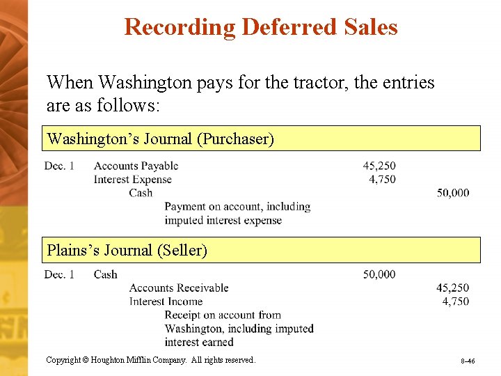 Recording Deferred Sales When Washington pays for the tractor, the entries are as follows: