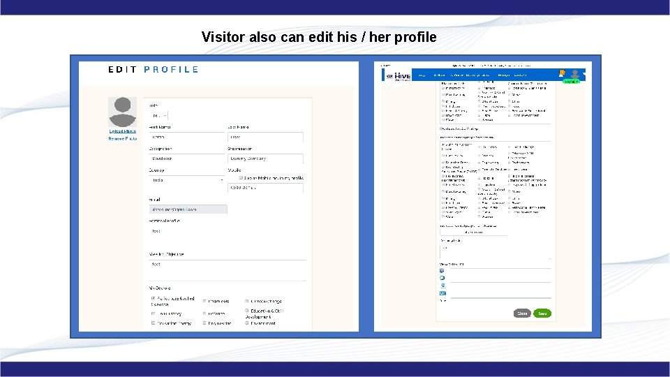 Visitor also can edit his / her profile 