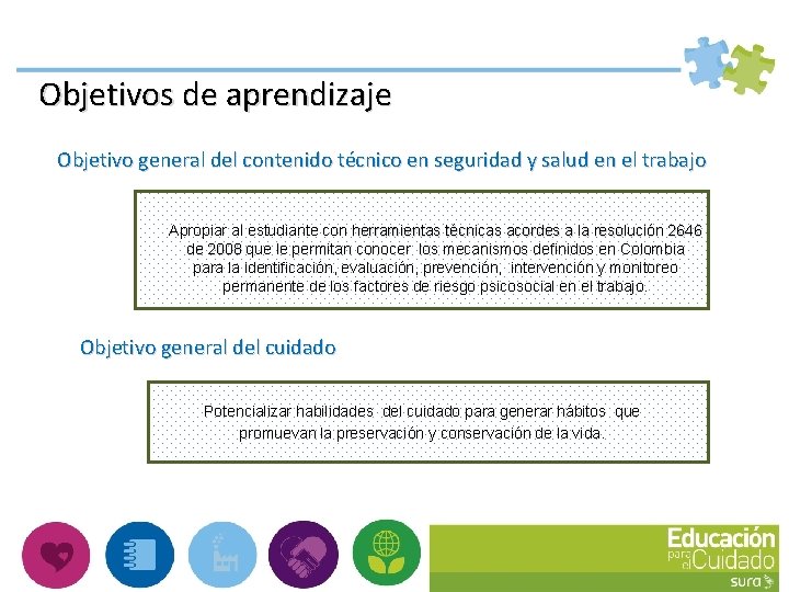 Objetivos de aprendizaje Objetivo general del contenido técnico en seguridad y salud en el