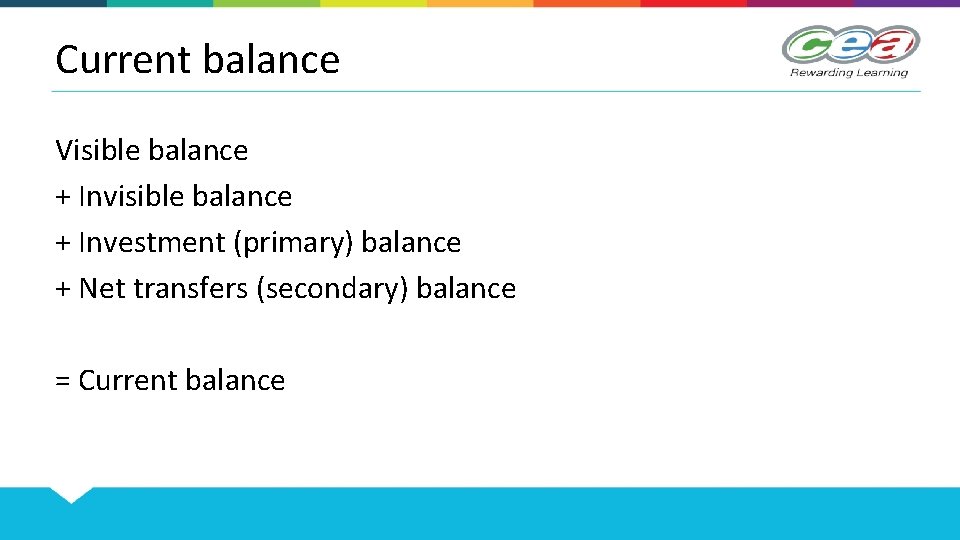 Current balance Visible balance + Investment (primary) balance + Net transfers (secondary) balance =