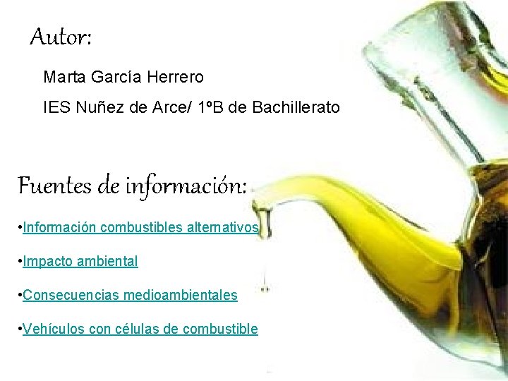 Autor: Marta García Herrero IES Nuñez de Arce/ 1ºB de Bachillerato Fuentes de información: