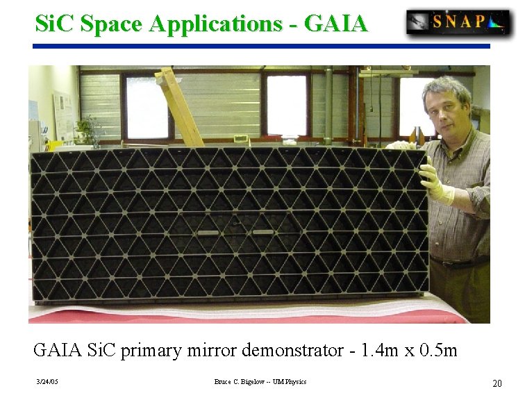 Si. C Space Applications - GAIA Si. C primary mirror demonstrator - 1. 4