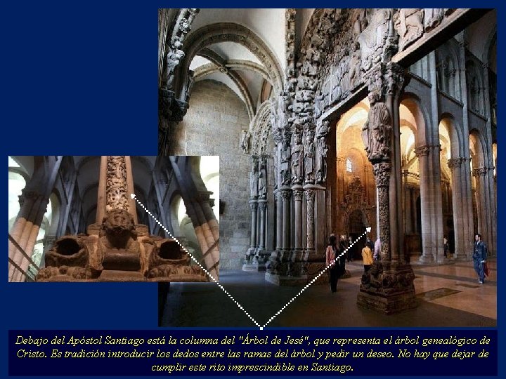 Debajo del Apóstol Santiago está la columna del "Árbol de Jesé", que representa el