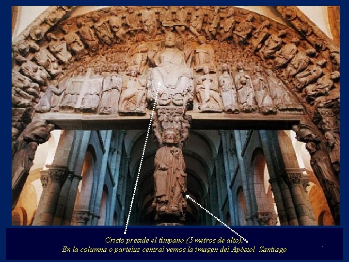 Cristo preside el tímpano (5 metros de alto). En la columna o parteluz central