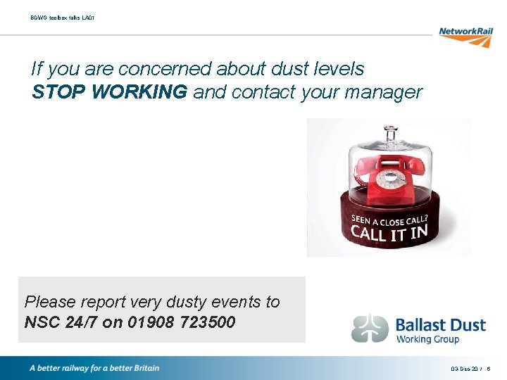 BDWG toolbox talks LA 01 Ballast Dust on