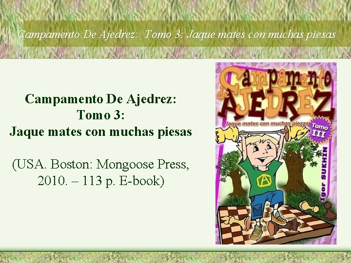 Campamento De Ajedrez: Tomo 3: Jaque mates con muchas piesas (USA. Boston: Mongoose Press,