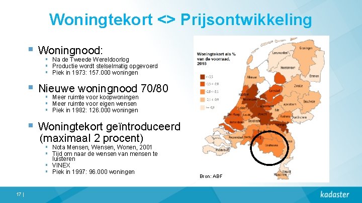 Woningtekort <> Prijsontwikkeling § Woningnood: § Na de Tweede Wereldoorlog § Productie wordt stelselmatig