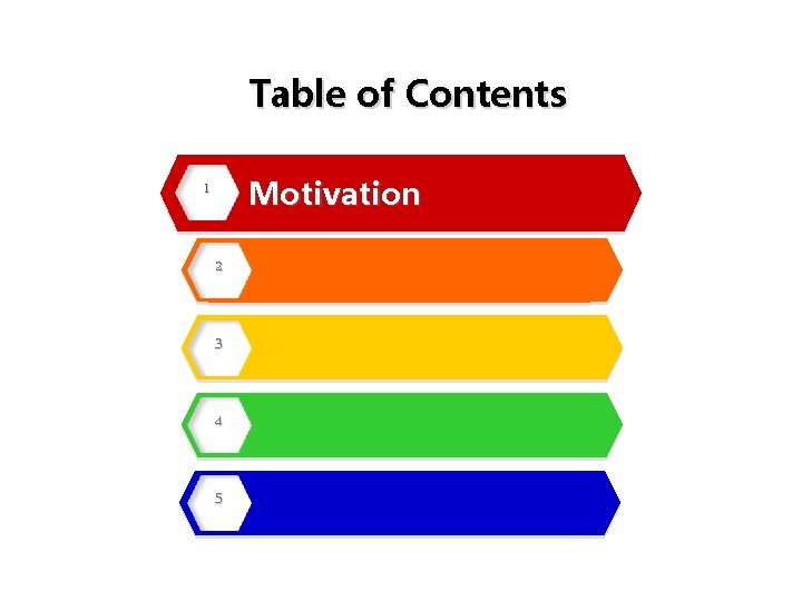 Table of Contents Motivation 1 2 3 4 5 