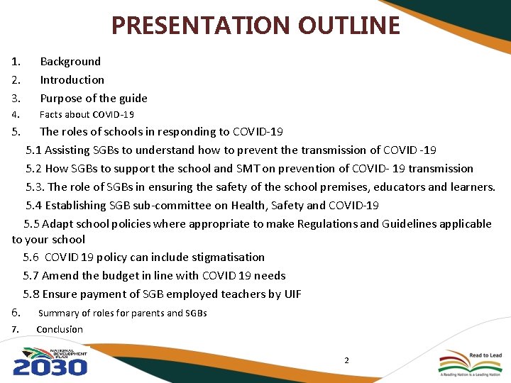 PRESENTATION OUTLINE 1. 2. 3. Background Introduction Purpose of the guide 4. Facts about