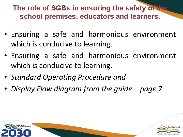 The role of SGBs in ensuring the safety of the school premises, educators and