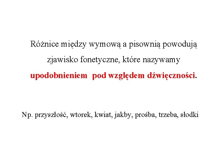Różnice między wymową a pisownią powodują zjawisko fonetyczne, które nazywamy upodobnieniem pod względem dźwięczności.