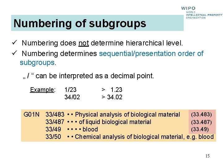 Numbering of subgroups ü Numbering does not determine hierarchical level. ü Numbering determines sequential/presentation