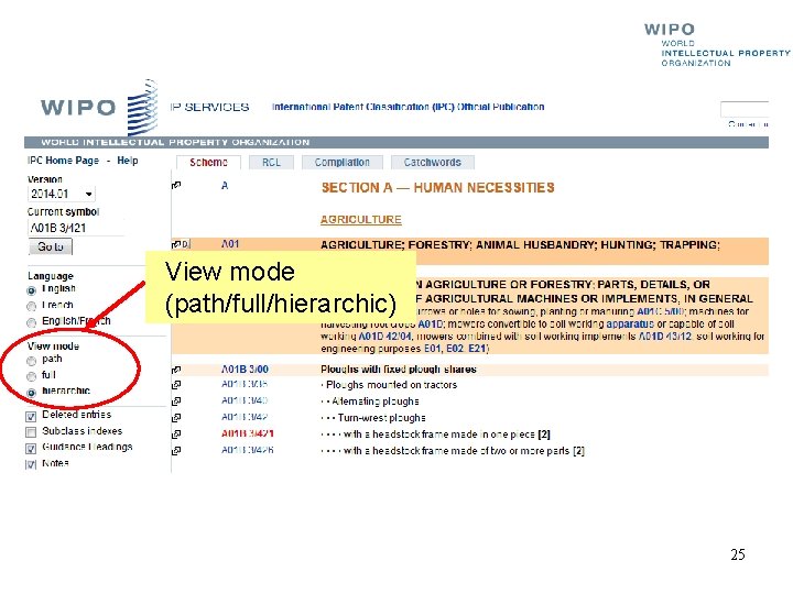 View mode (path/full/hierarchic) 25 