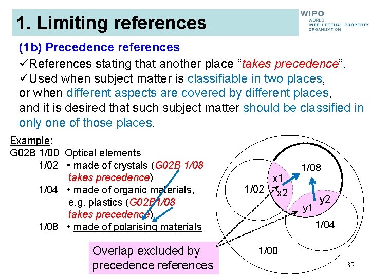 1. Limiting references (1 b) Precedence references üReferences stating that another place “takes precedence”.