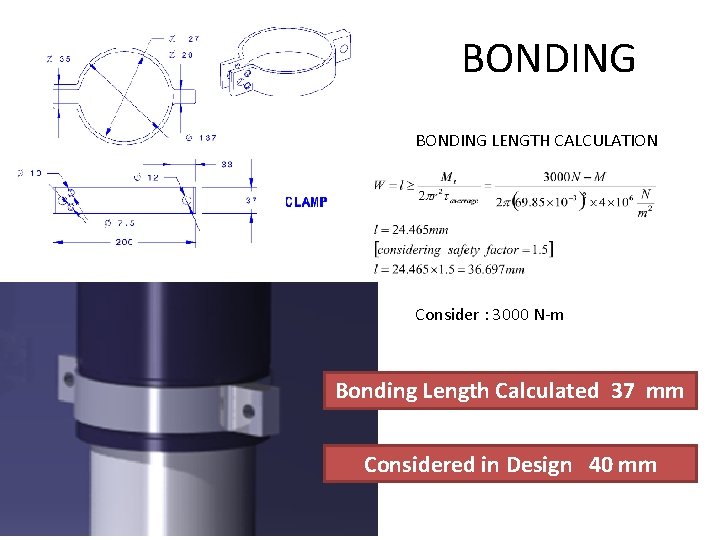 BONDING LENGTH CALCULATION Consider : 3000 N-m Bonding Length Calculated 37 mm Considered in