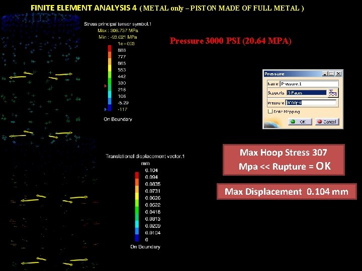 FINITE ELEMENT ANALYSIS 4 ( METAL only – PISTON MADE OF FULL METAL )