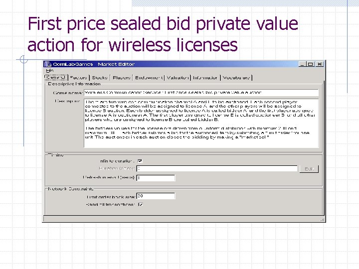 First price sealed bid private value action for wireless licenses 