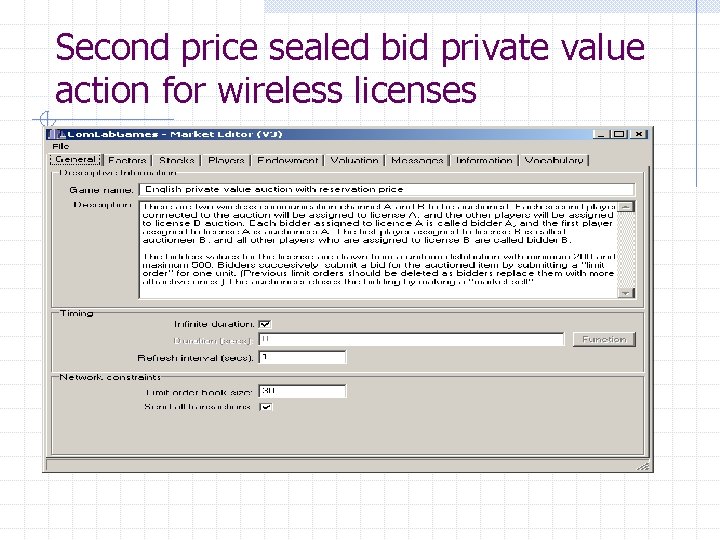 Second price sealed bid private value action for wireless licenses 