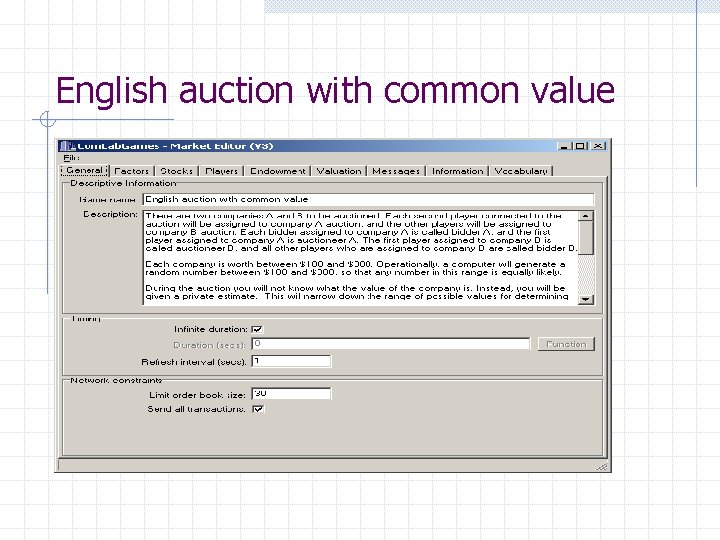 English auction with common value 