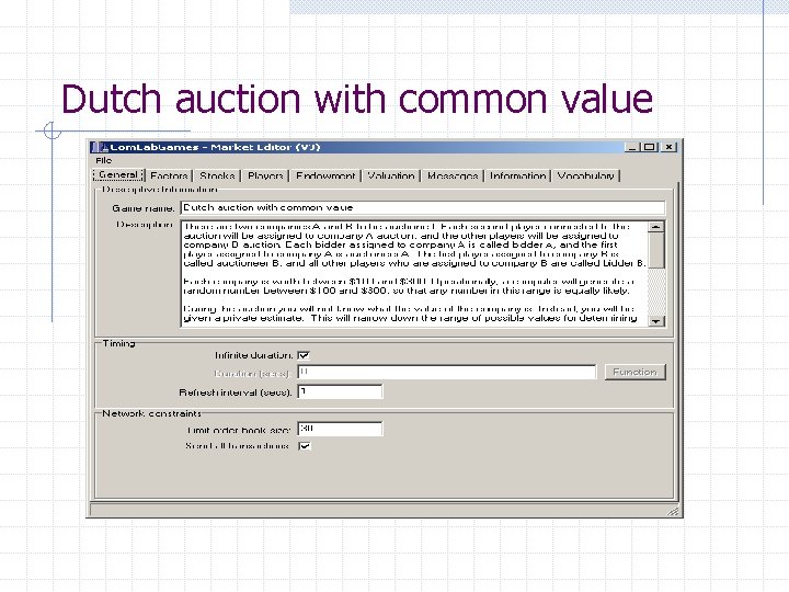 Dutch auction with common value 