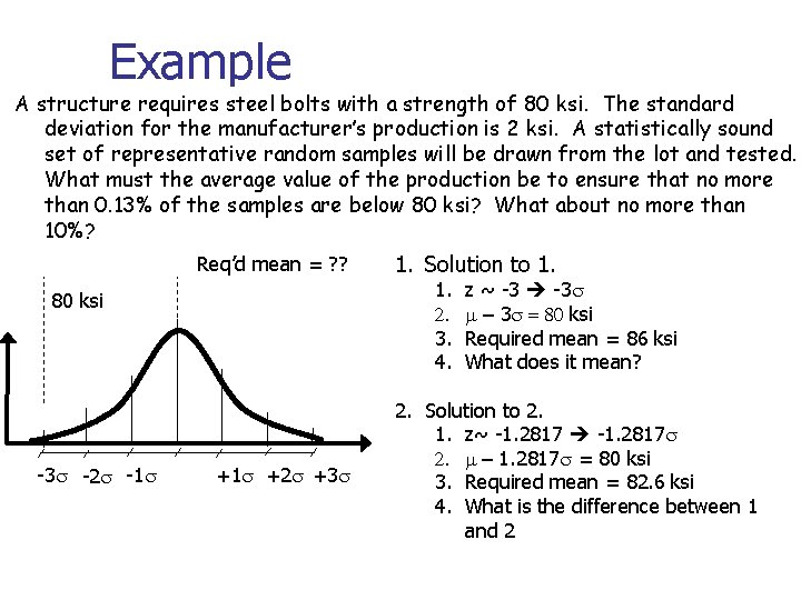 Example A structure requires steel bolts with a strength of 80 ksi. The standard