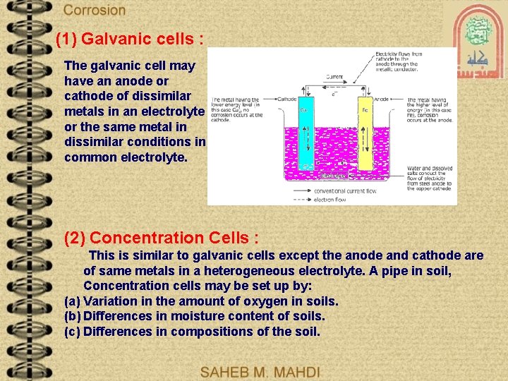 (1) Galvanic cells : The galvanic cell may have an anode or cathode of