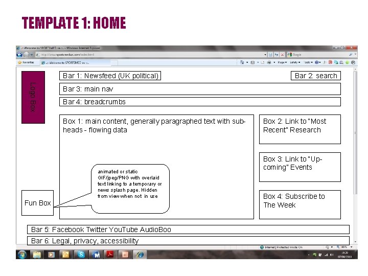 TEMPLATE 1: HOME Bar 1: Newsfeed (UK political) Bar 2: search Logo Box Bar