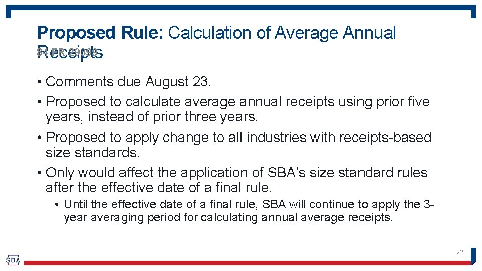 Proposed Rule: Calculation of Average Annual 84 FR 29399 Receipts • Comments due August