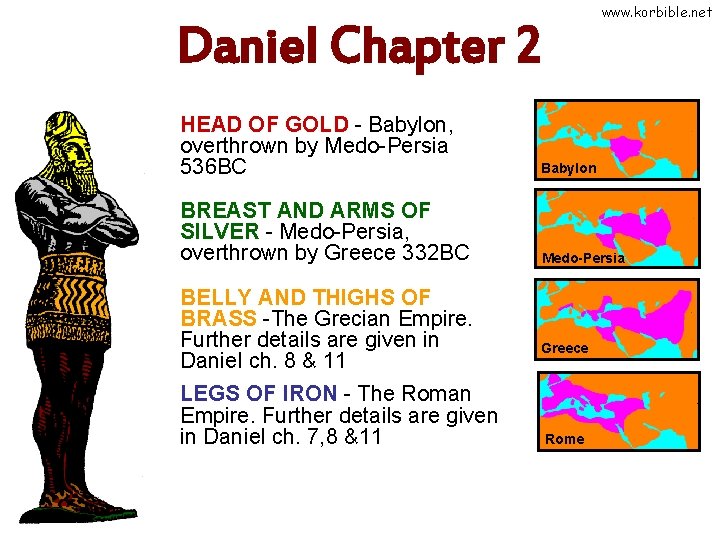 www. korbible. net Daniel Chapter 2 HEAD OF GOLD - Babylon, overthrown by Medo-Persia
