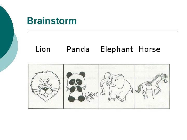 Brainstorm Lion Panda Elephant Horse 