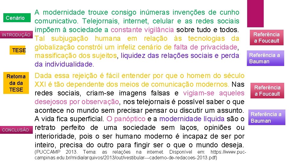 Cenário INTRODUÇÃO TESE Retoma da da TESE CONCLUSÃO A modernidade trouxe consigo inúmeras invenções