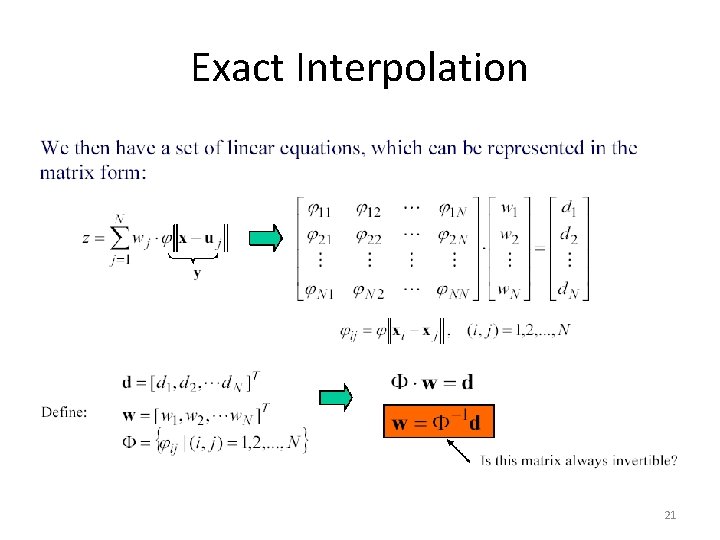 Exact Interpolation 21 