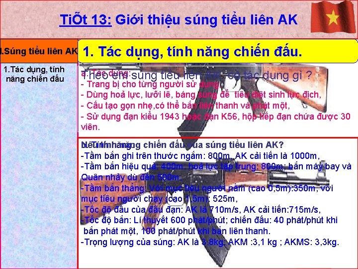 TiÕt 13: Giới thiệu súng tiểu liên AK I. Súng tiểu liên AK 1.