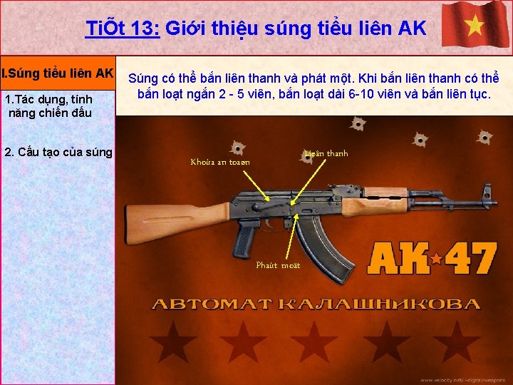 TiÕt 13: Giới thiệu súng tiểu liên AK I. Súng tiểu liên AK 1.