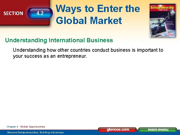 SECTION 4. 2 Ways to Enter the Global Market Understanding International Business Understanding how