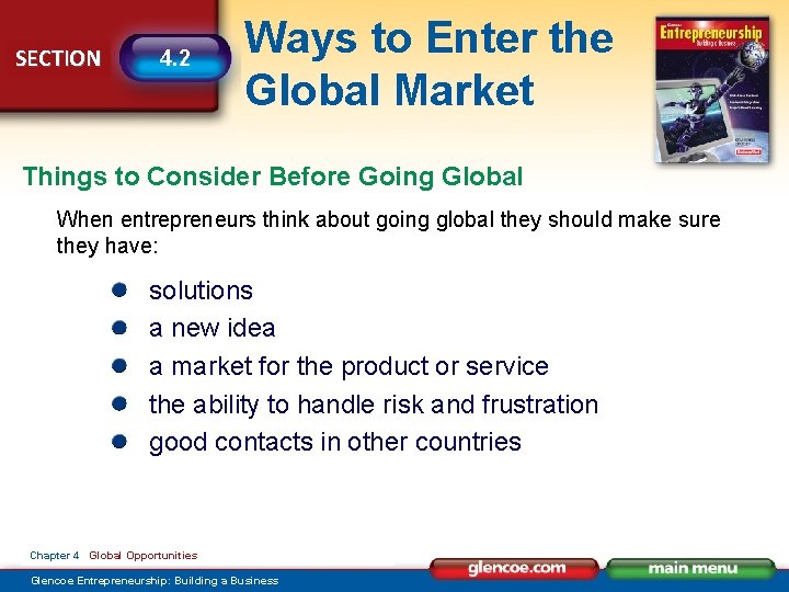 SECTION 4. 2 Ways to Enter the Global Market Things to Consider Before Going