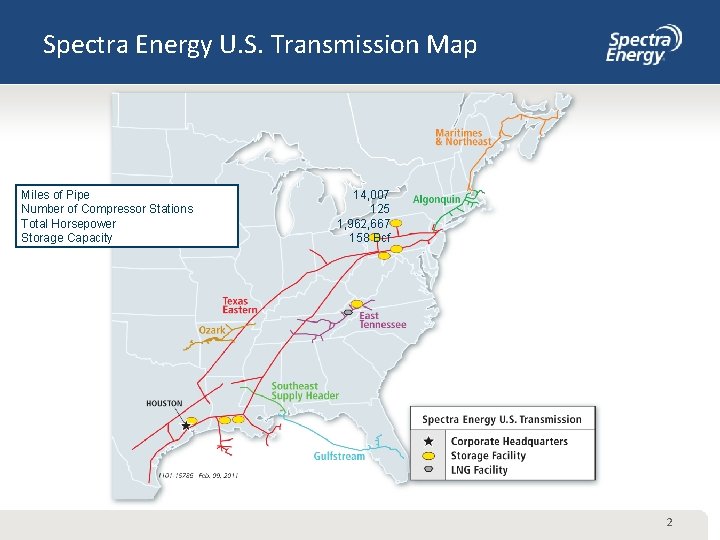 Spectra Energy U. S. Transmission Map Miles of Pipe Number of Compressor Stations Total