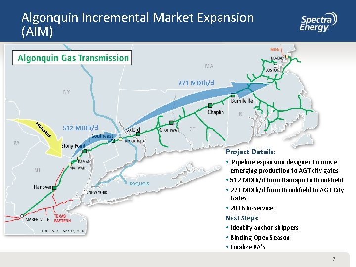 Algonquin Incremental Market Expansion (AIM) 271 MDth/d s llu ce ar M 512 MDth/d